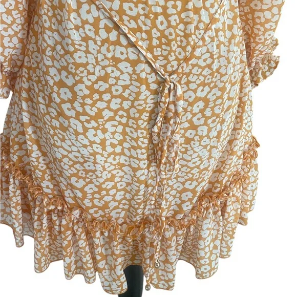 Floral Orange,white,adjustable cris cross cut out,mini,ruffle,Dress Large - Picture 5 of 7